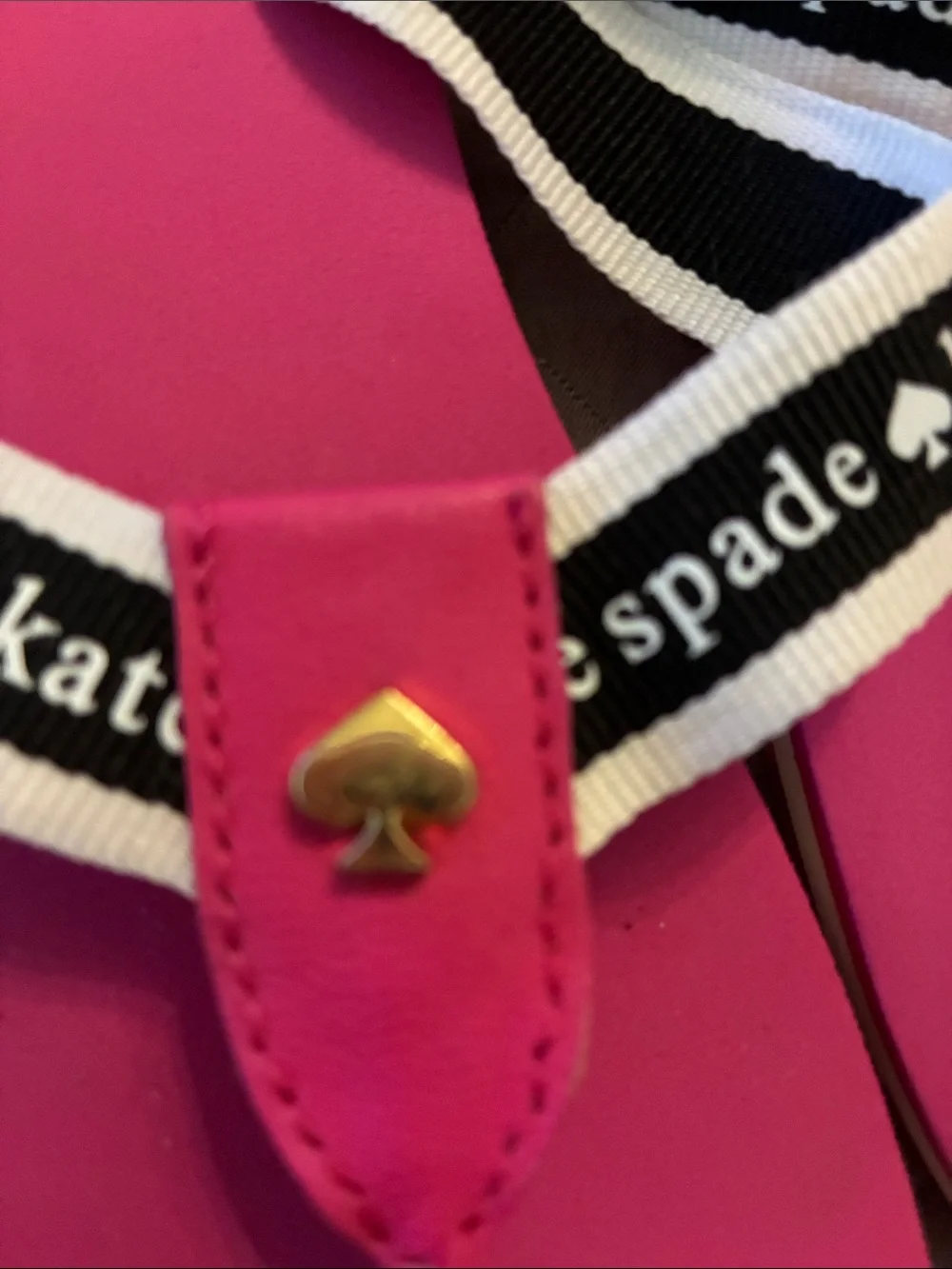 kate spade Hot Pink Flip Flop Sandals with Black & White Logo Straps
